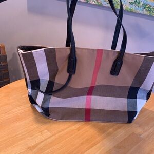 Tan and Black Checkered Tote Bag